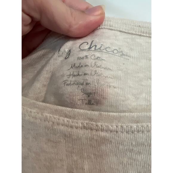 Chico’s Cream/Gray Long Sleeve Tee – Size 1 (US Medium/8-10) - Picture 3 of 4
